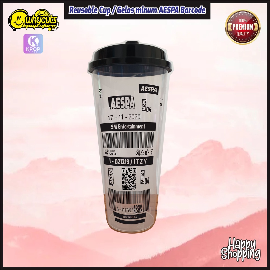 Reusable Cup Aespa Versi Barcode tahan panas dan dingin 700 ml