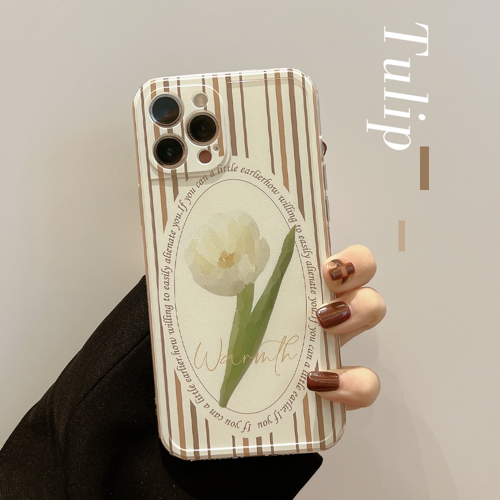 Case Pelindung Penuh Motif Garis Bunga Vintage Untuk Iphone 7 8 PLUS X XR XS 11 12 13 MINI PRO MAX SE 2020