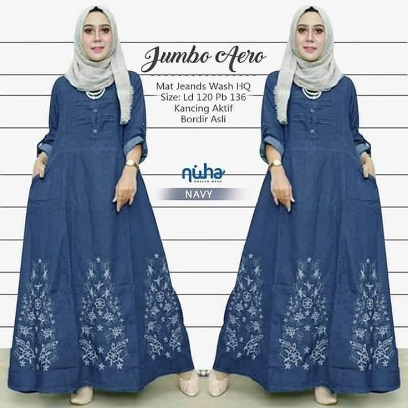 AERO MAXY | GAMIS WANITA JUMBO | DRESS JEANS BIG SIZE KEKINIAN