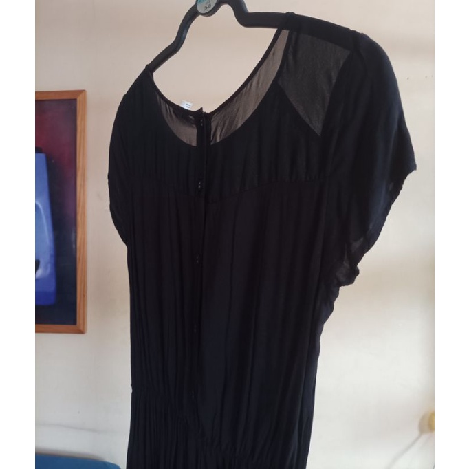 midi dress hitam LD 90 P 86 - Dress Korea - dress hitam panjang - dress midi