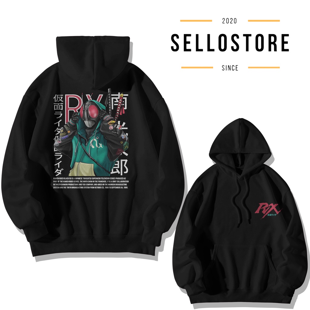 HOODIE JUMPER PRIA KAMEN RIDER BLACK RX HOODIE ANIME DISTRO JEPANG SWEATER HOODIE JUMPER GAMBAR ANIM
