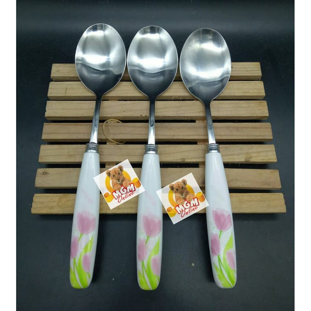 Sendok Sayur Shabby - Sendok Sayur Stainless motif Bunga - Sendok Meja