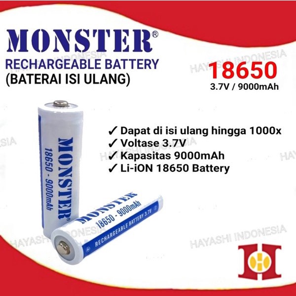 Baterai 18650 Batre Isi Ulang Battery Cas Senter Laser Kipas Angin