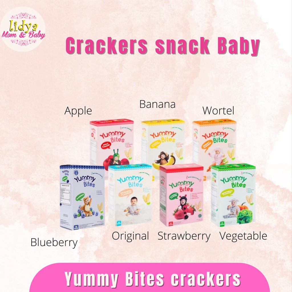 Yummy Bites Crackers Snack Baby 6+ Bulan Makanan Pendamping MPASI Halal 25g dan 50g By Lidyamomnbaby