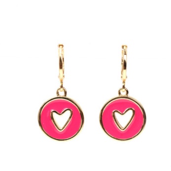 Anting Bentuk Hati Model hollow Bahan Tembaga