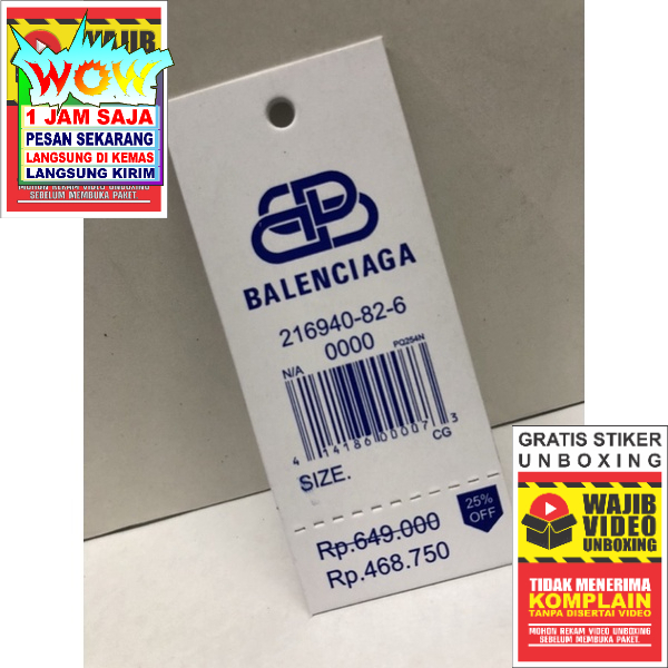 BALENCIAGA LABEL TAG SUPER PREMIUM CO 1X DI KIRIM 600PCS