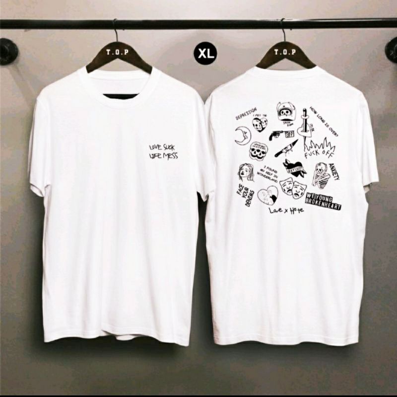 (COD)Kaos Love suck life mess / Baju Kaos Distro Pria Wanita putih.