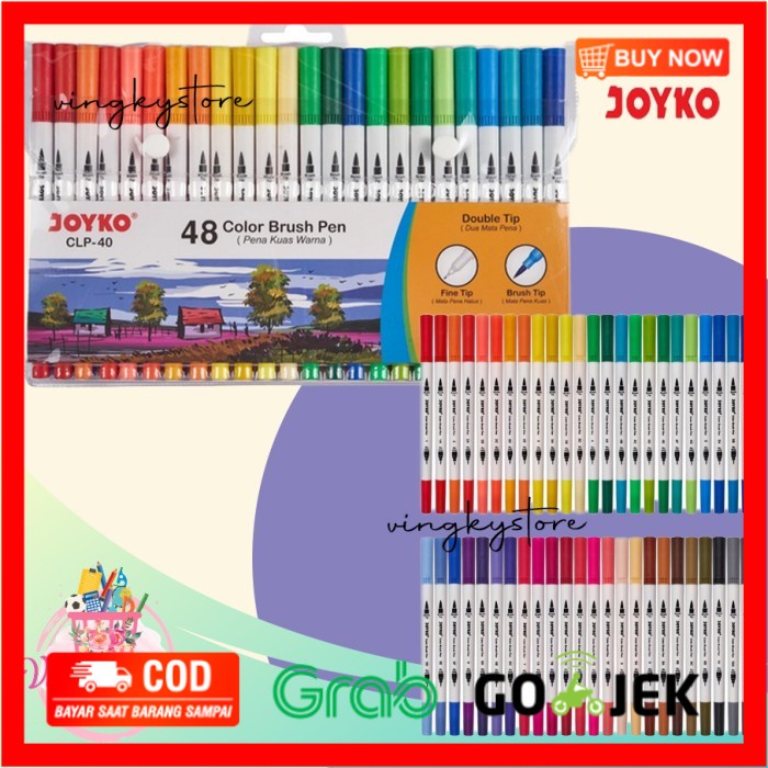 

(BISA COD) Color Brush Pen / Pena Kuas Warna CLP-40 48 Warna Joyko