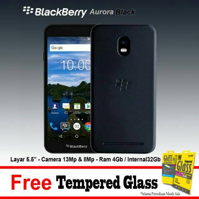 BLACKBERRY AURORA 4/32 GB BLACK FREE TEMPERED GLASS