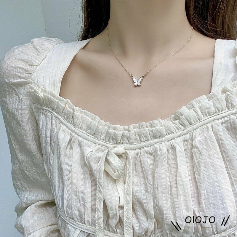 Korea Kalung Kupu-kupu Manis Warna Kalung Fashion Liar Necklace - Ol