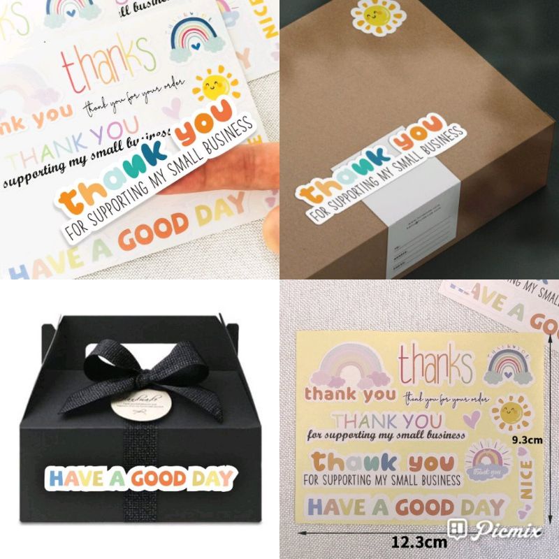 

Stiker Sticker Label Thank You Have A Good Day Thanks For your order supporting ky business nice cute dekorasi packaging jurnal packing dus box amplop kartu ucapan hangtag kotak kue plastik cookies motif matahari awan pelangi