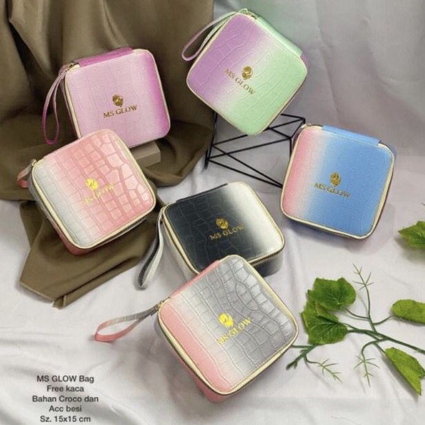 BOX MS GLOW, TOTEBAG HOLOGRAM, POUCH ABU MS GLOW ORIGINAL