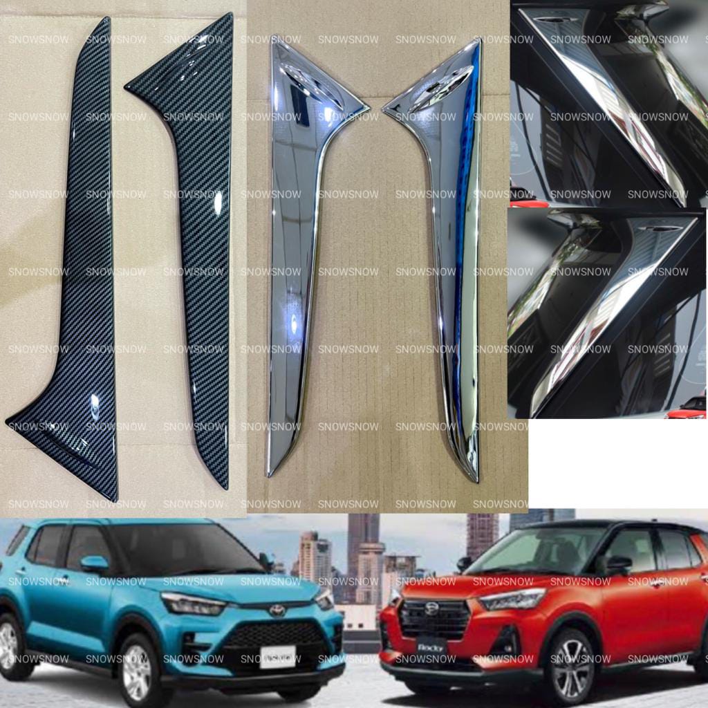 Cover List Back Door Spoiler Belakang Raize Rocky 2021 2023 2024 UP Carbon Chrome