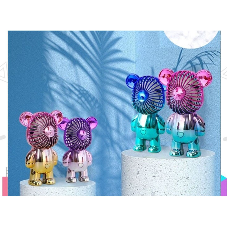 Kipas Angin Gradasi Mini Portable BEAR Imut Lucu USB Charge Fan