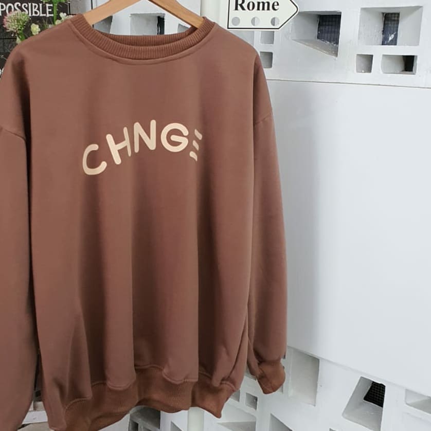 Change Sweater Remaja Pria Wanita Sweatshirt XXL Gaya Trendy Bahan Fleece