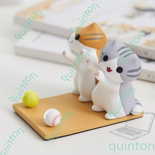 QUINTON High Quality Phone Holder Support Accessories Lazy Holder Cat Desk Holder Cute Cat Figurine Model Universal Doll ornaments Mount Bracket Toy Figures Action Figures