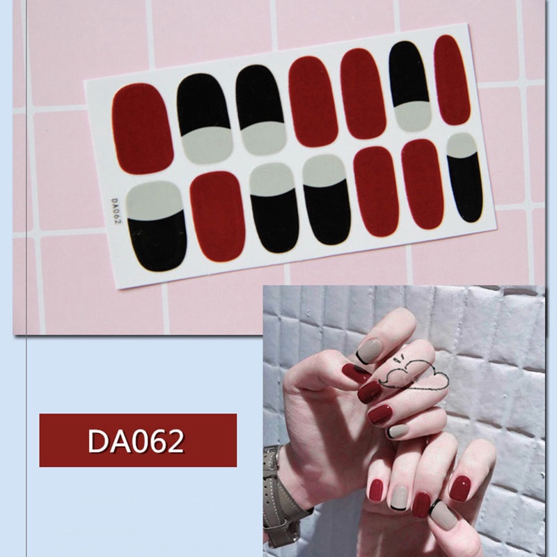 Da061-080 14pcs / Lembar Stiker Kuku Palsu 3d Untuk Nail Art Diy