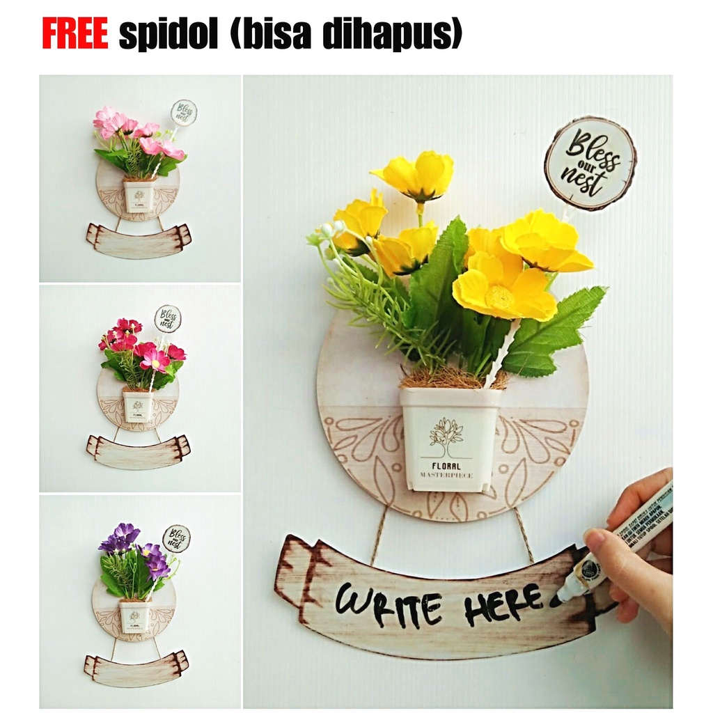 Hiasan Pintu Bunga Artificial 3D Sign Board Hiasan Dinding Wreath Assalamualaikum Welcome Open Kamar