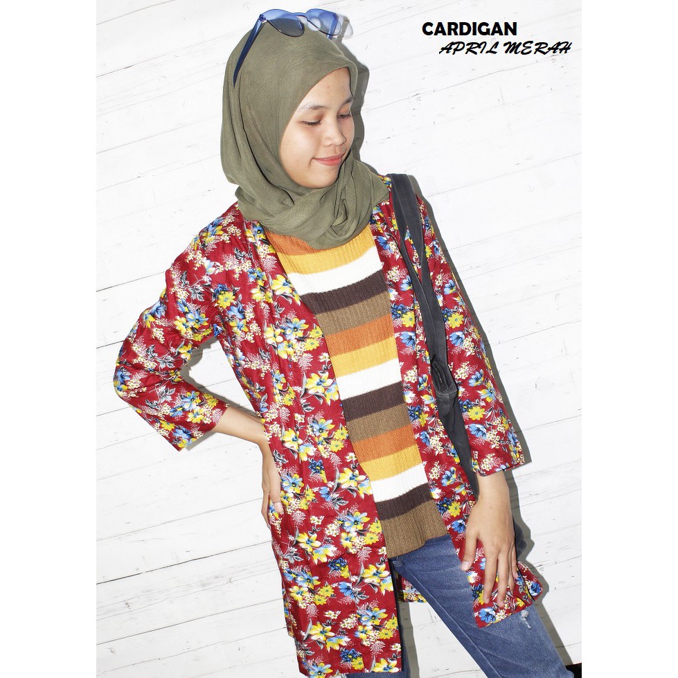 FORTGLASS KARDIGAN APRIL OUTER CARDI MOTIF BUNGA MONALISA PAKAIAN WANITA