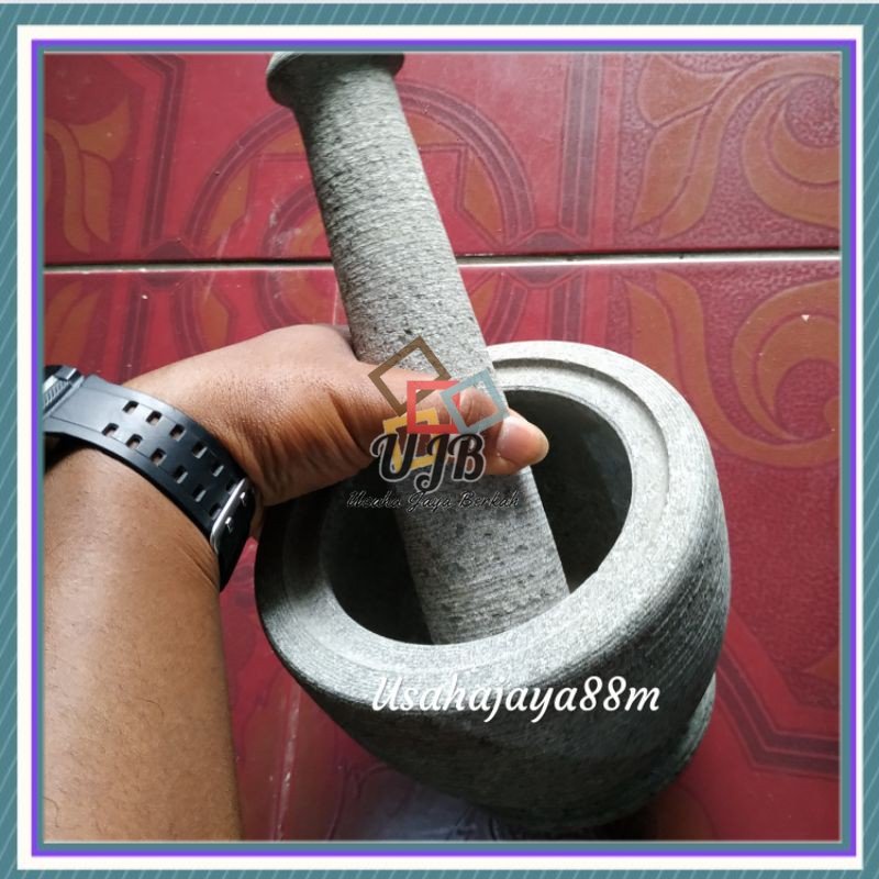 LUMPANG BATU ASLI + ALU / PENUMBUK BATU ASLI 100%