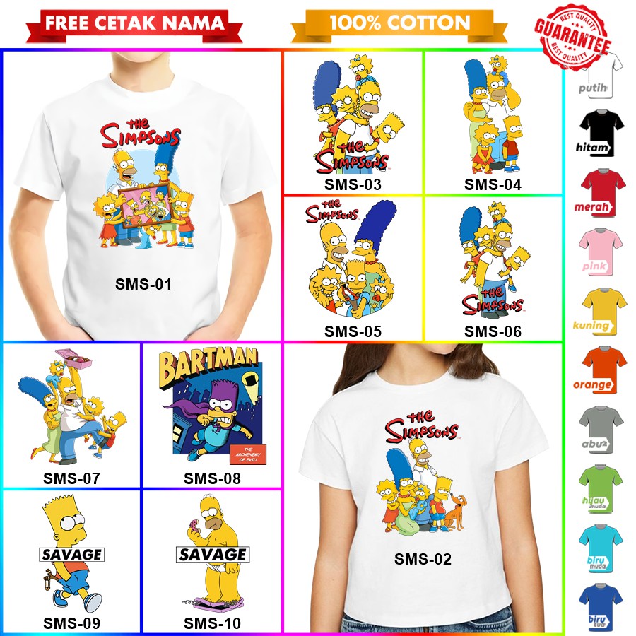 [FREE NAMA!!] Baju Kaos COUPLE ANAK DAN DEWASA SIMPSONS BANYAK MOTIF