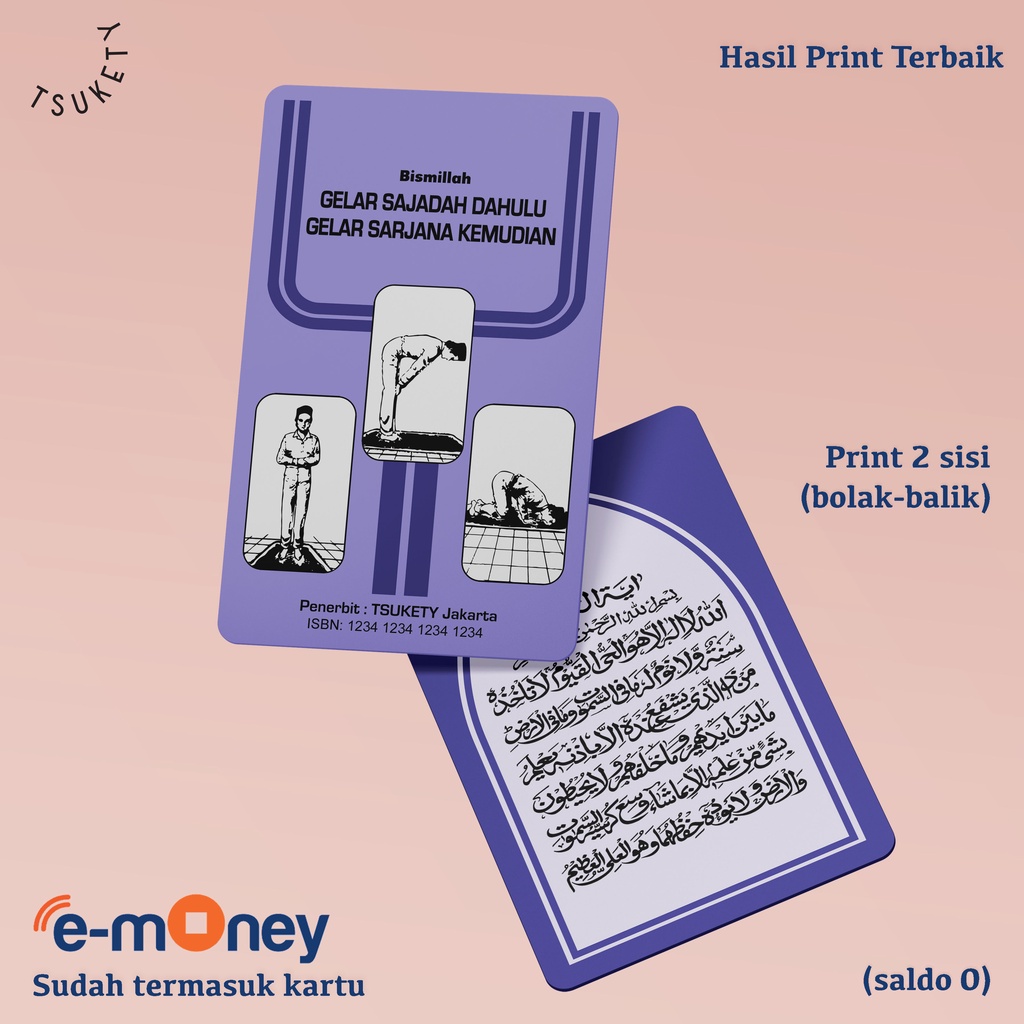 kartu emoney buku shalat solat + ayat kursi