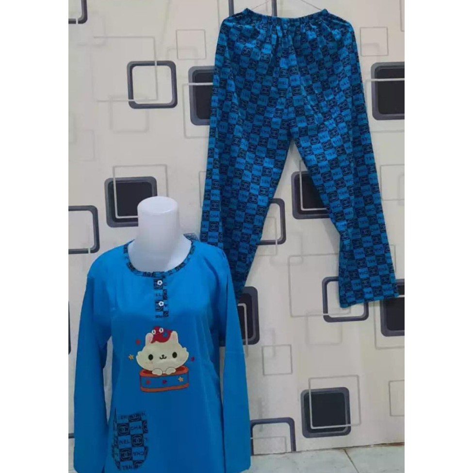 BAJU TIDUR MEOW LENGAN PANJANG CELANA PANJANG MODEL TERBARU/SETELAN BAJU TIDUR PANJANG PANJANG MODEL