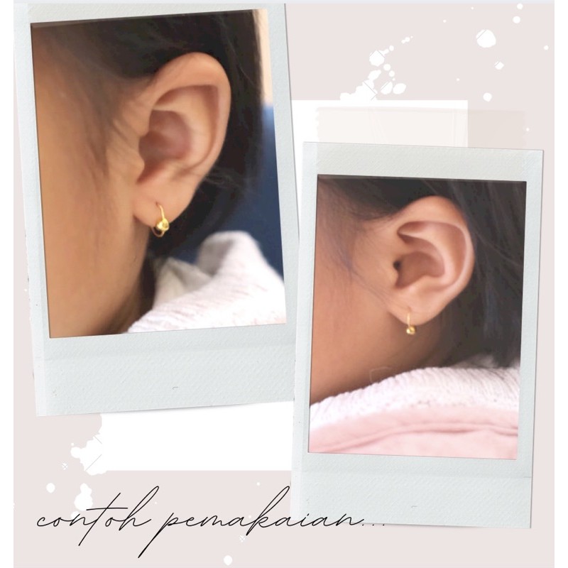 Anting Hoop Bayi/Anak Model  Kawat Ball Emas