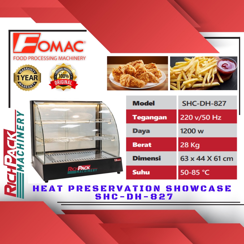FOMAC SHC-DH-827 Showcase Warmer Food Warmer Showcase Penghangat Makanan