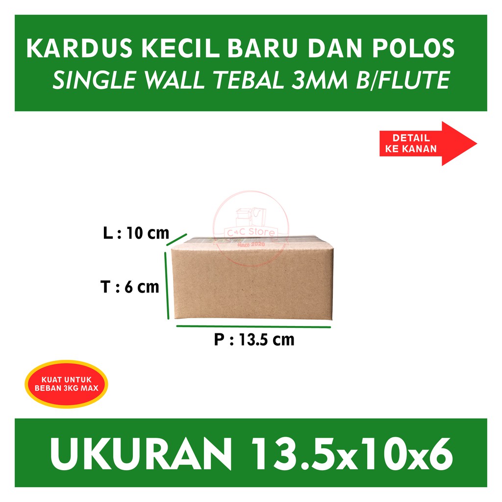 

Kardus Karton Box Polos Corrugated 13,5x10x6