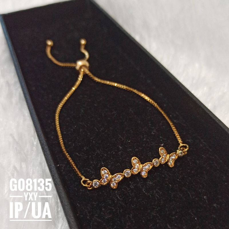 Gelang Yaxiya Serut Kupu Zircon Gold G08135