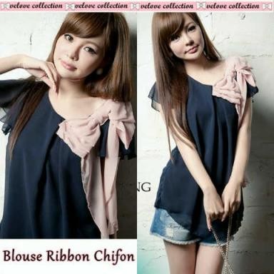 FREEongkir BR8807 BAJU BLOUSE MURAH BLOUSE RIBBON CHIFON (VELOVE COLLECTION)