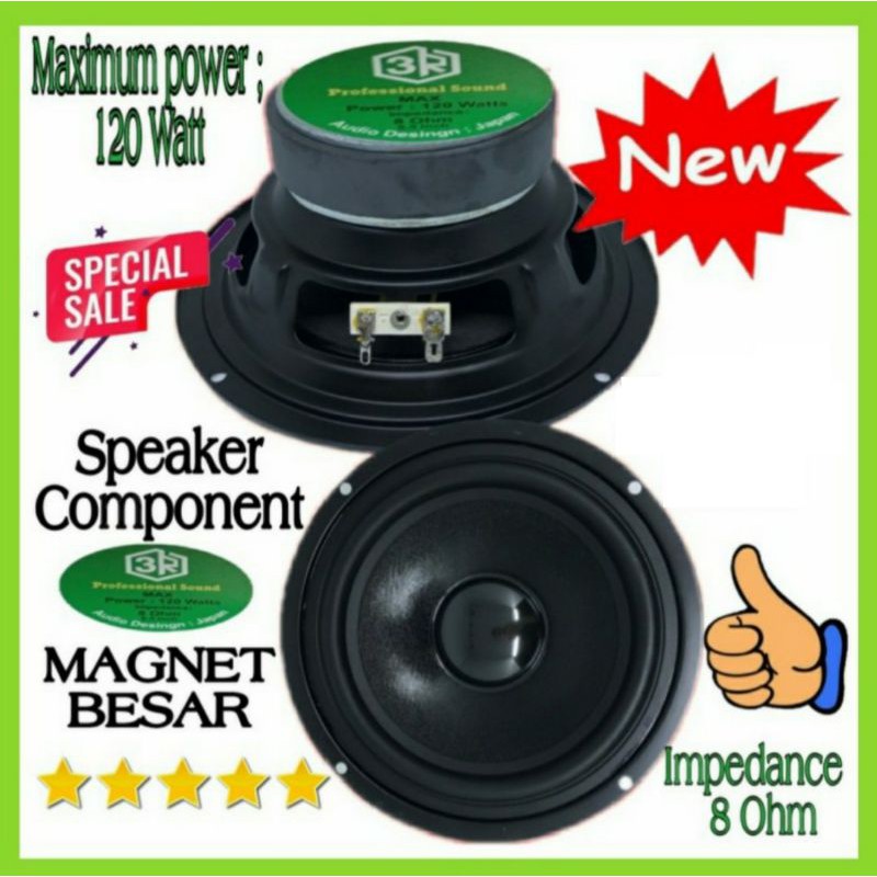 Speaker Component 3R 6 Inch Woofer Magnet Besar 120 Watt 8 Ohm