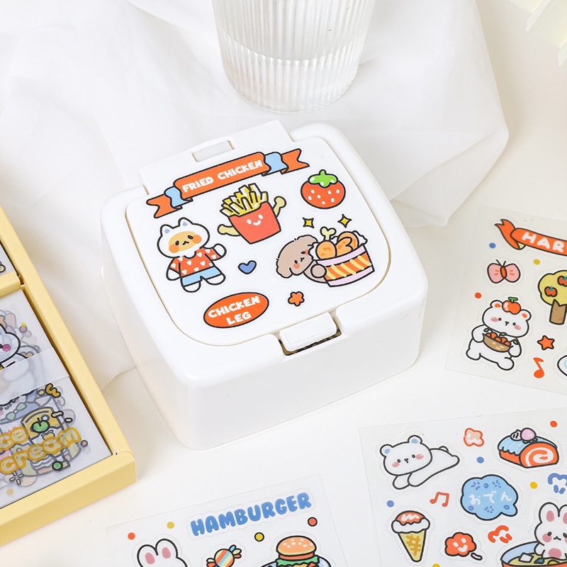 Sticker SET 100pcs Scrapbook Stiker Hias Jurnal Lucu Aesthetic Waterproof Untuk HP Laptop Botol Motovasi Diary Deco PVC Kawaii Decorative Stationery