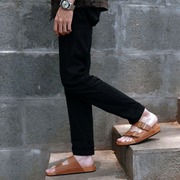 Cozy Brown | Sandal Kulit Asli Casual Ori Simple Pria Cowok Men Sendal Footwear | FORIND x Zapato