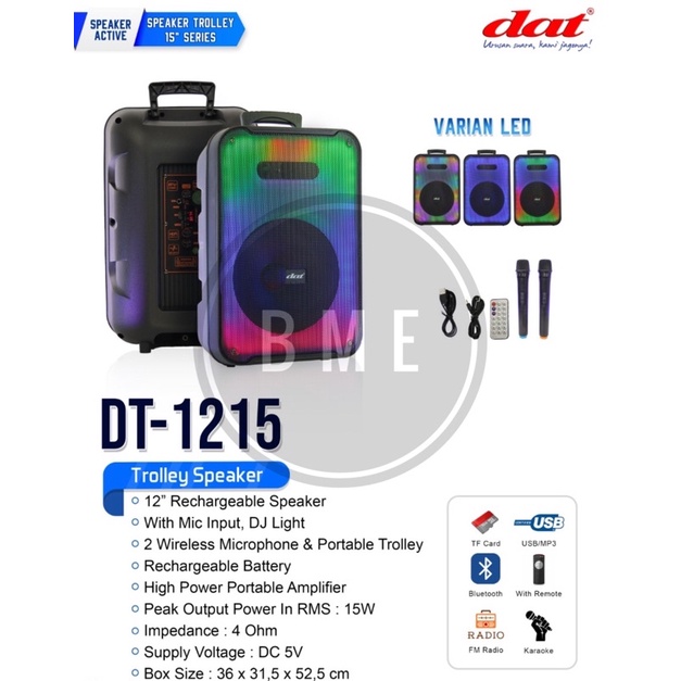 Speaker Portable Wireless Dat DT 1215 Original 12 inch Bluetooth