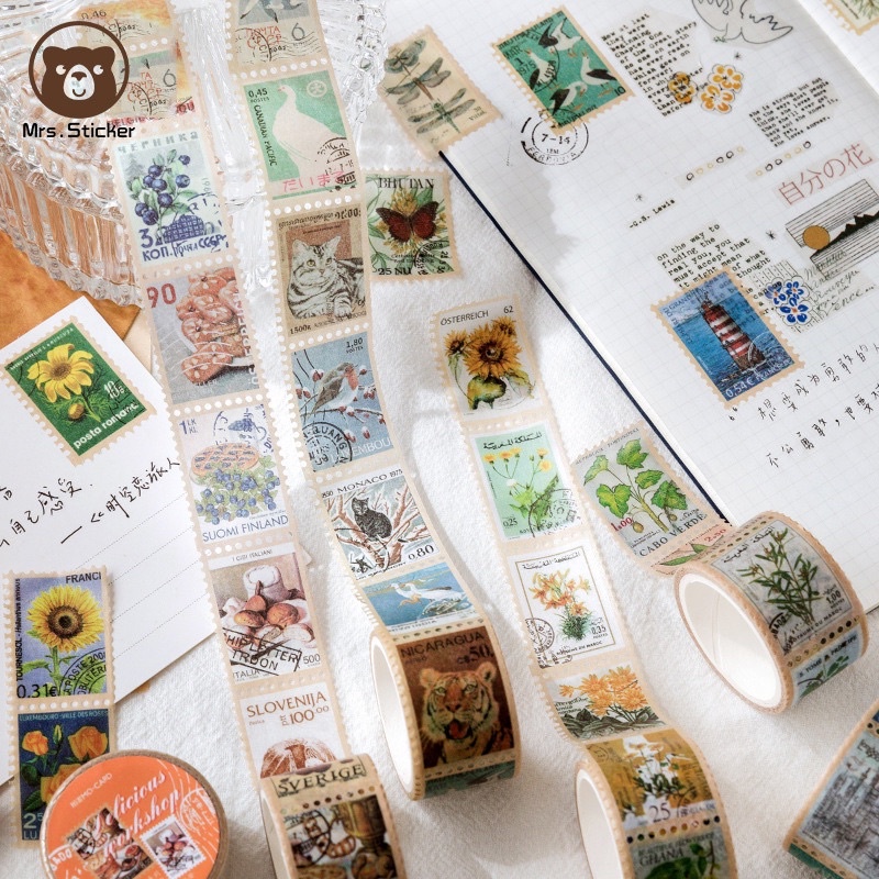 

Washimoshi Masking Washi Tape Vintage animal n Plant Stamp