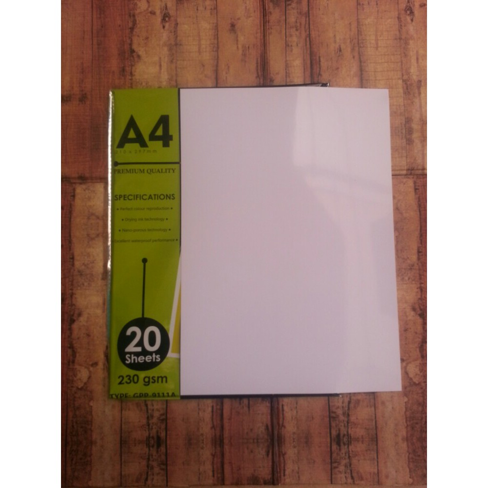 Kertas Photo A4 - Photopaper - V-Tec Waterproof Glossy Paper 230 Gsm - GPP