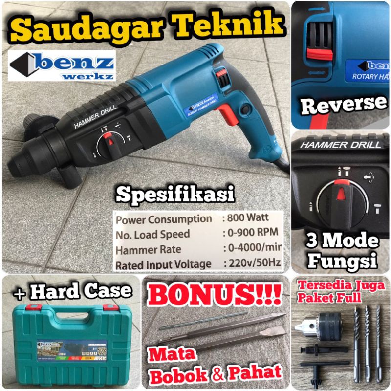 Mesin Bor Bobok Beton Tembok SDS Plus Rotary Hammer 26mm Benz