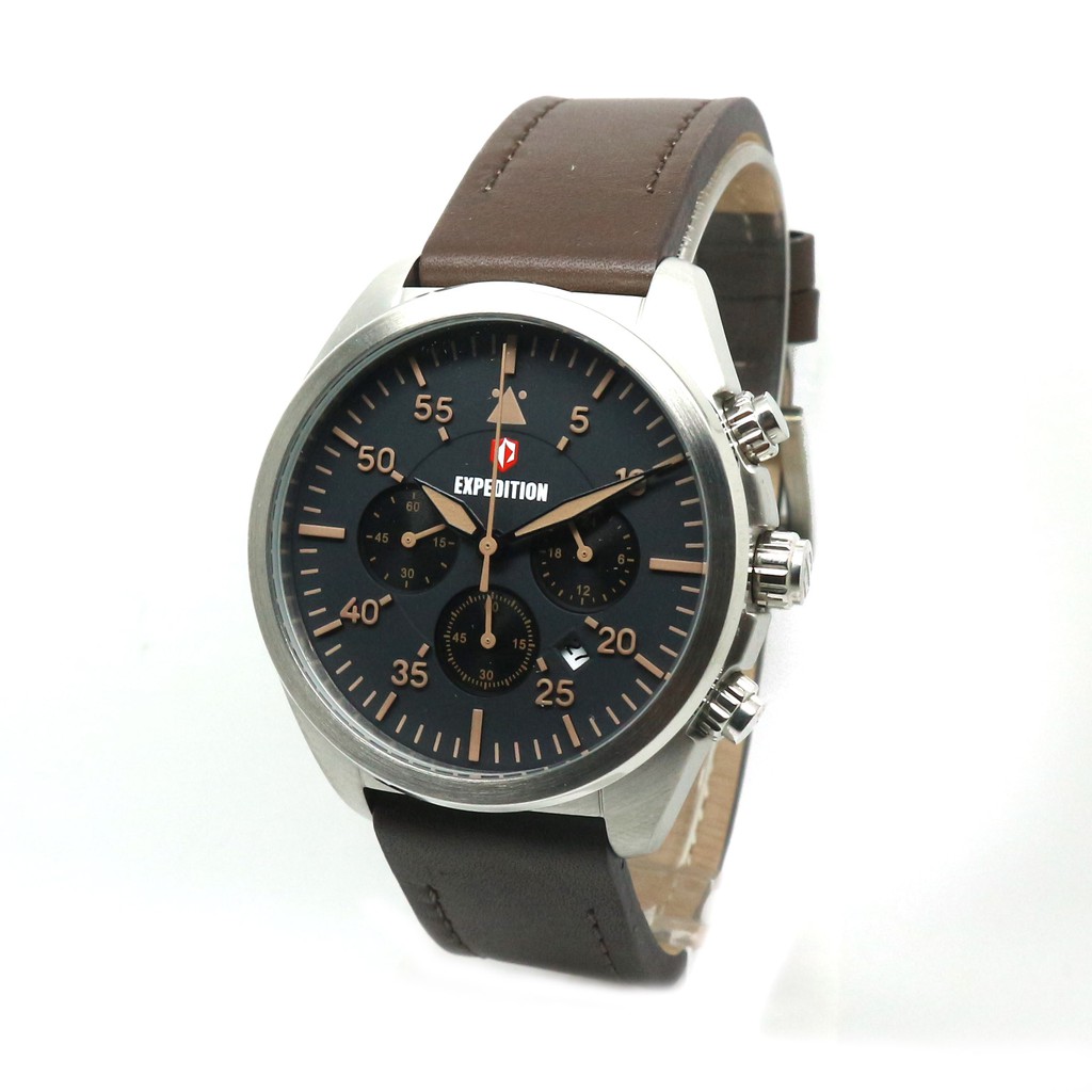JAM TANGAN EXPEDITION WATCH 6675 PRIA SILVER BROWN ORIGINAL