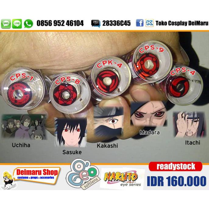 Softlens Lensa Mata Sharingan Sasuke Kakashi Madara Itachi Uchiha