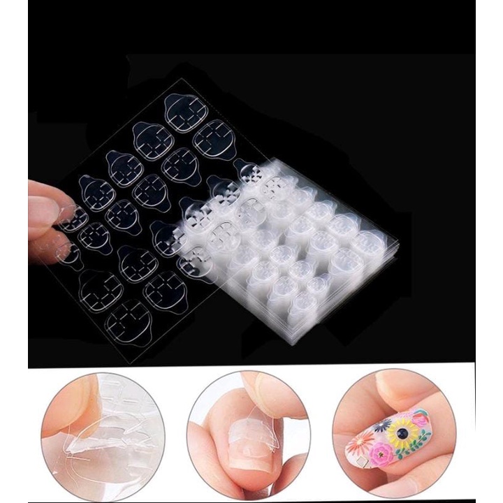 24PCS LEM KUKU PALSU STICKER FAKE NAIL GULE TRANSFRAN FLEKSIBEL