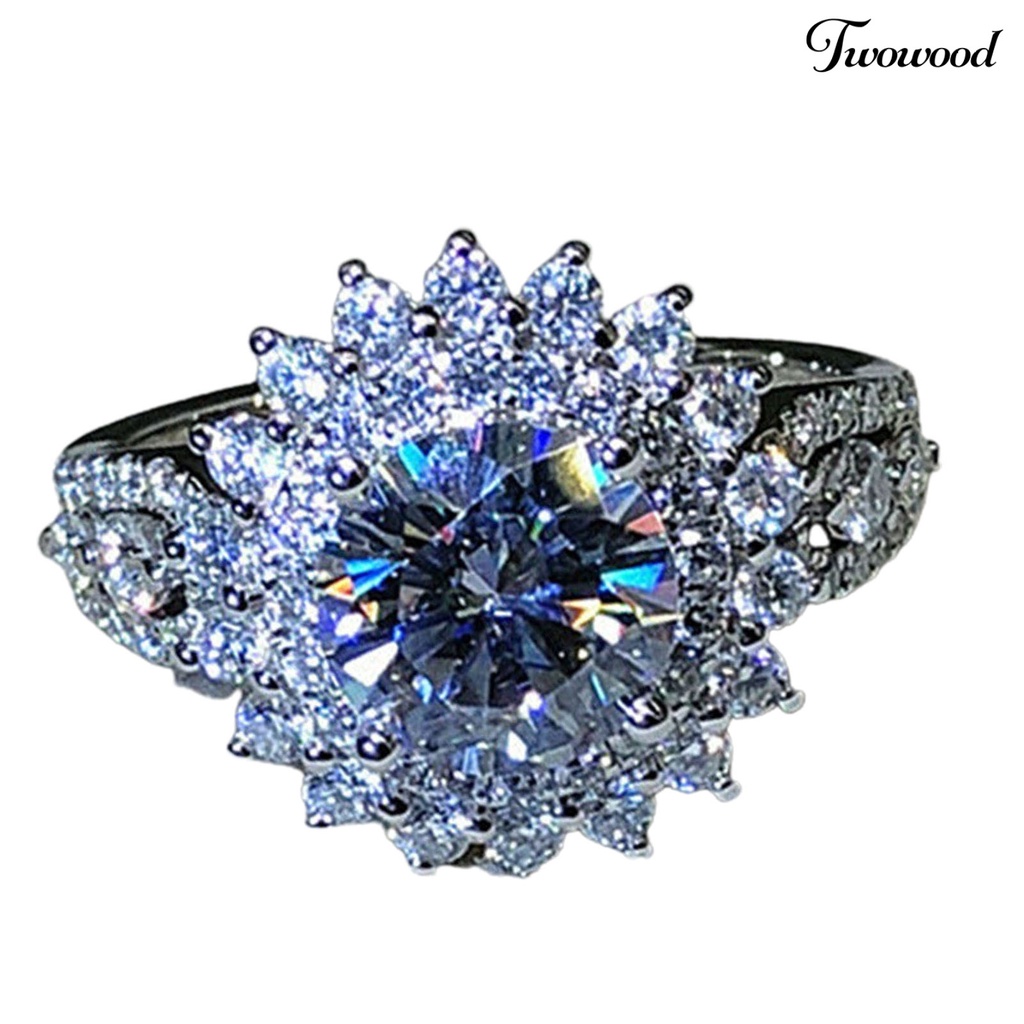 Cincin Bentuk Bunga Aksen Berlian Imitasi Untuk Wanita