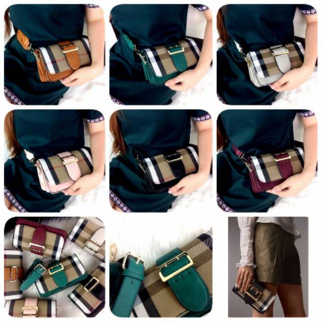 BURBERRY House Check Madison Belt Buckle Bag  ZM-3377