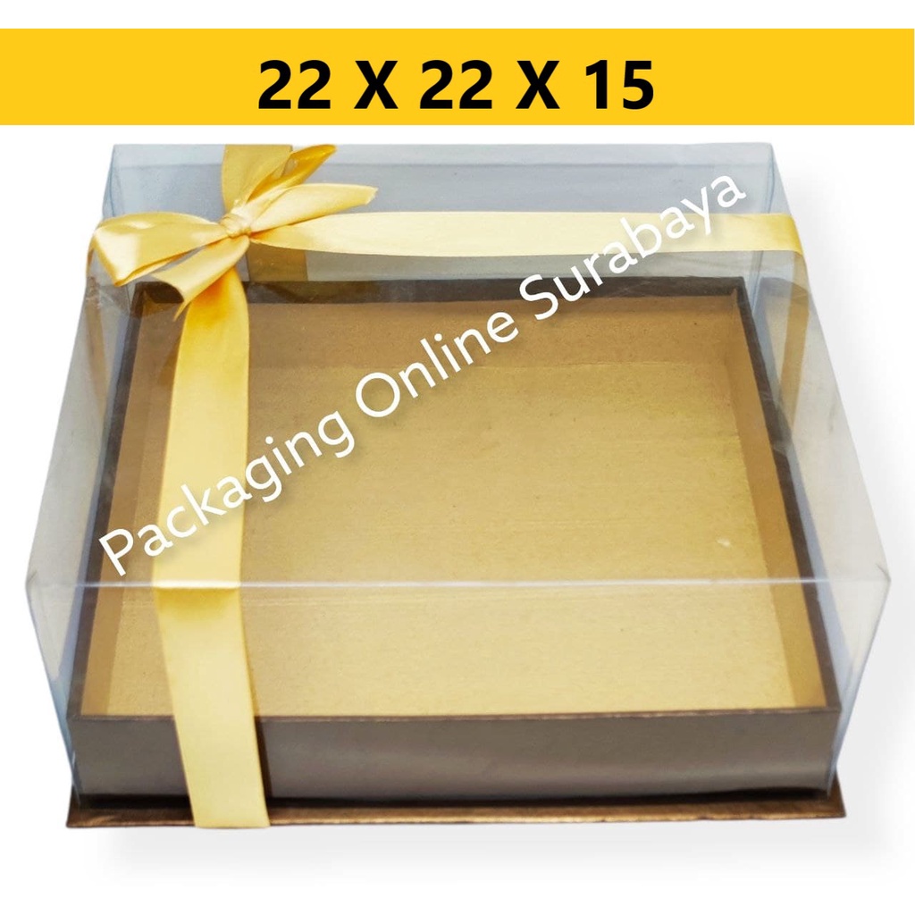 

BOX / HARDBOX MIKA 22 22 15 CM PACKAGING KEMASAN KOTAK PUDING TART AYAM PRODUK HANTARAN KUE KOKOH