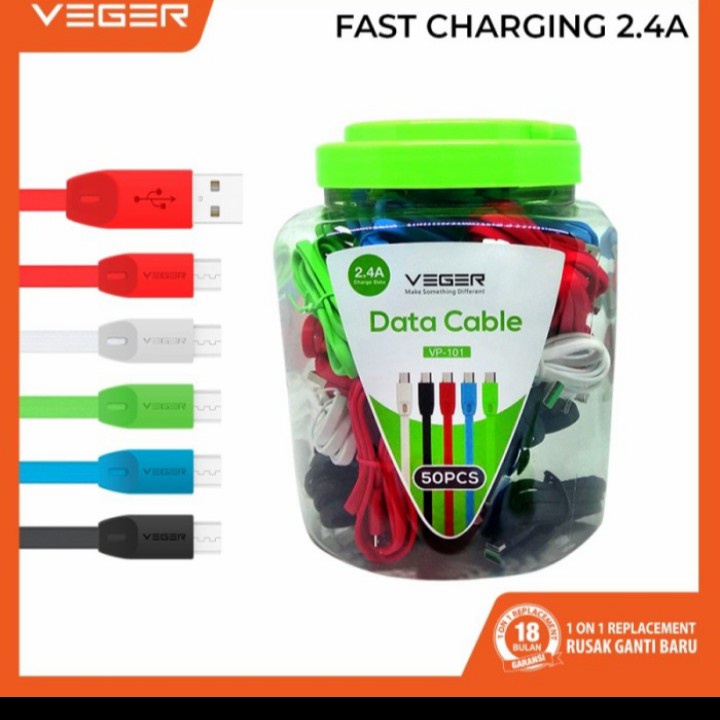 Kabel data Veger Micro USB 2.4A V101 Quick Charger Fast Charghing