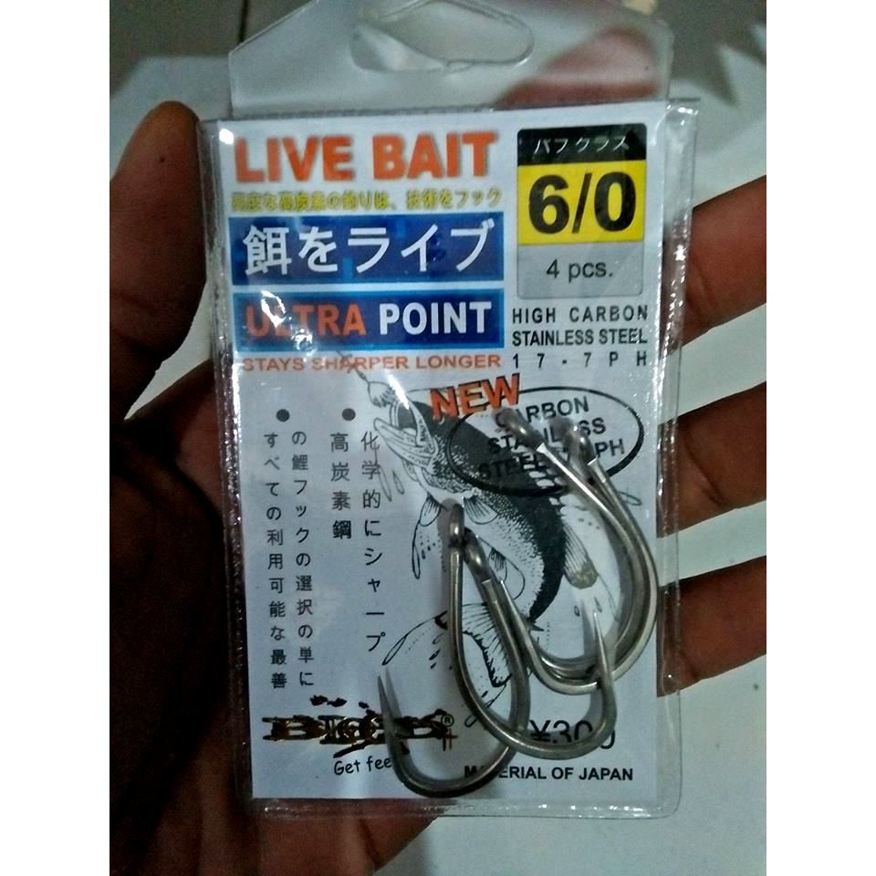 KAIL 1453 BLOOD LIVE BAID SIZE 6 KAIL BESAR KAIL JIG