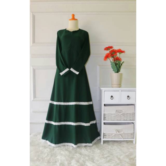 Gamis Wolfis renda Hijau Botol