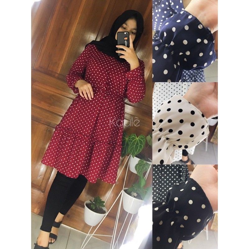 LONG TUNIK/tunik panjang /tunik POLKADOT/tunik murah/tunik terlaris /tunik kekinian 2020