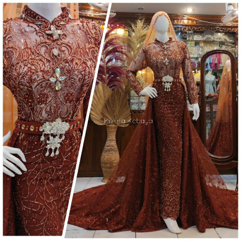 Gaun Pengantin Slim Dress Full Payet 2 in 1